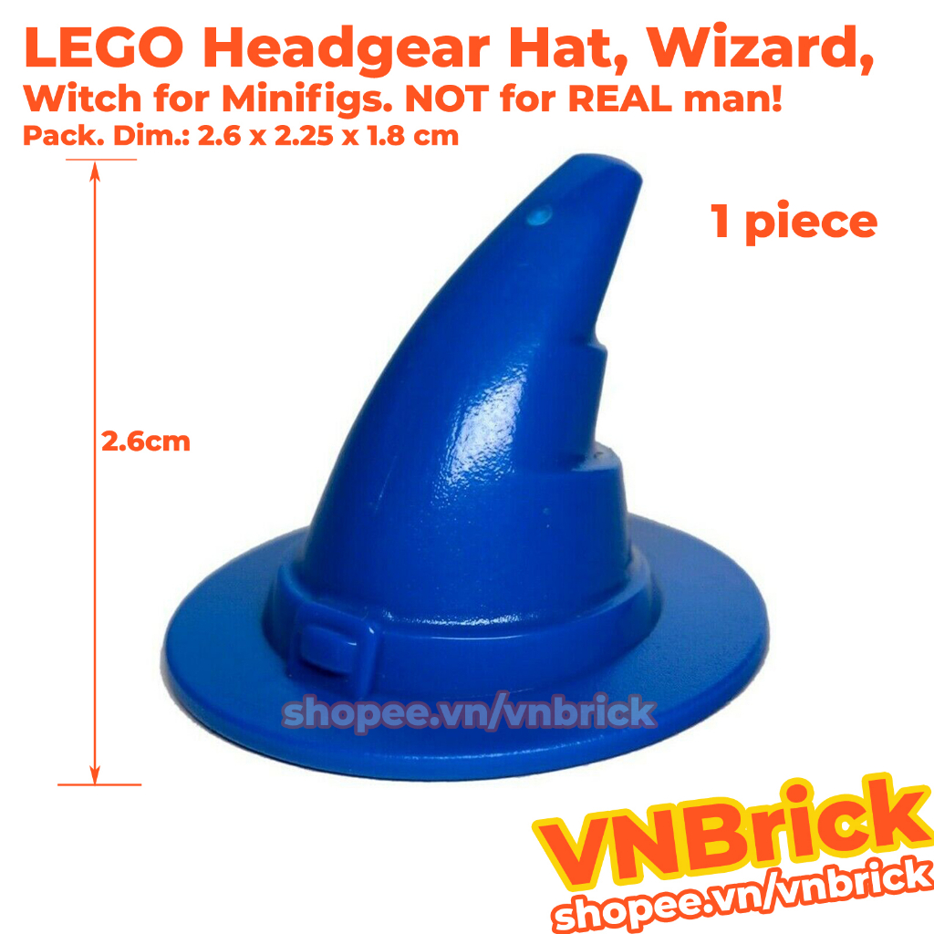 1x New Genuine LEGO Blue Minifigure, Headgear Hat, Wizard / Witch (1 Piece - New)