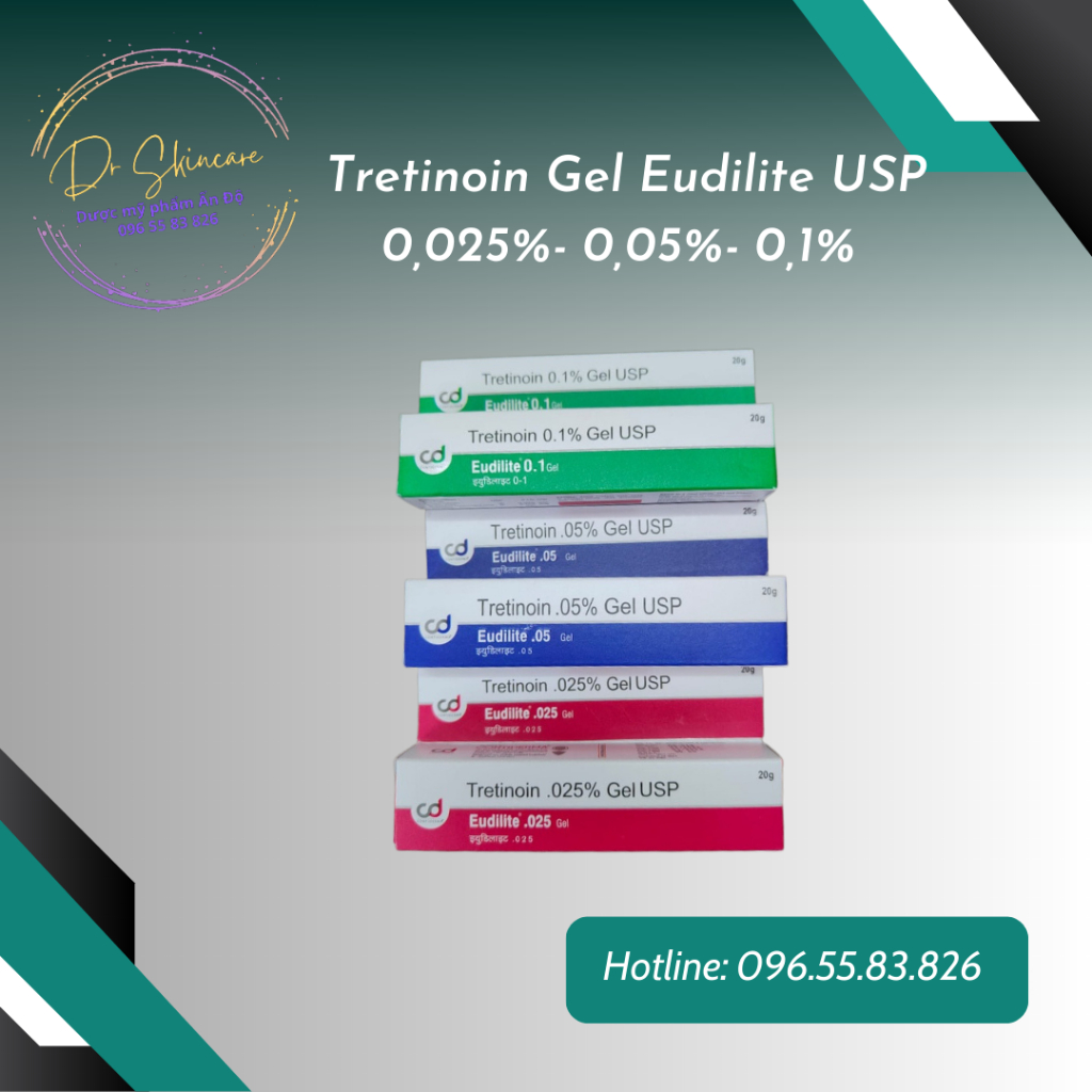Gel giảm mụn, chống lão hóa - Tretinoin Eudilite gel 20g