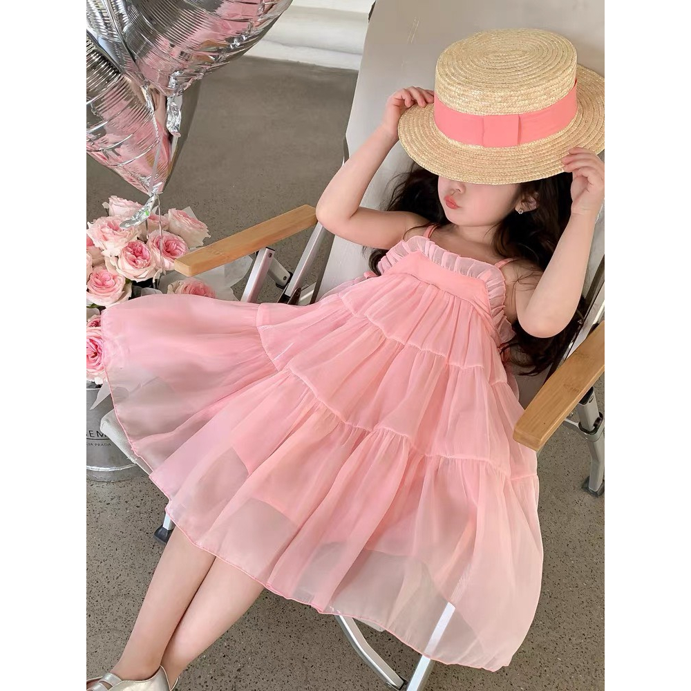 Váy 2 dây cho bé gái thiết kế 2 dây có tăng đơ cao thấp