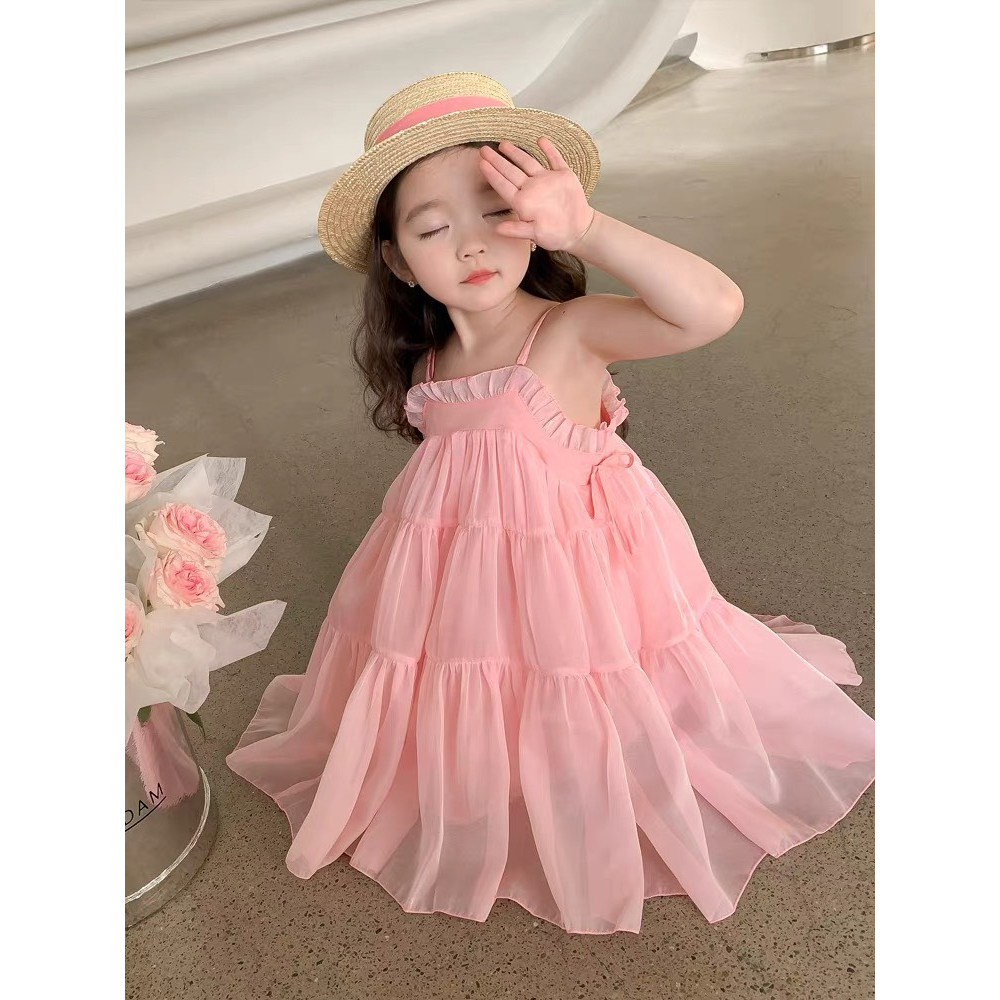 Váy 2 dây cho bé gái thiết kế 2 dây có tăng đơ cao thấp