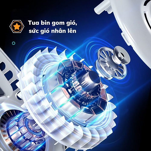 Quạt Đeo Cổ USB Mini Tích Điện Không Cánh Tiện Lợi, Có 3 Chế Độ Gió, Dáng Thể Thao Dung Lượng Pin Lớn 4000mAhm