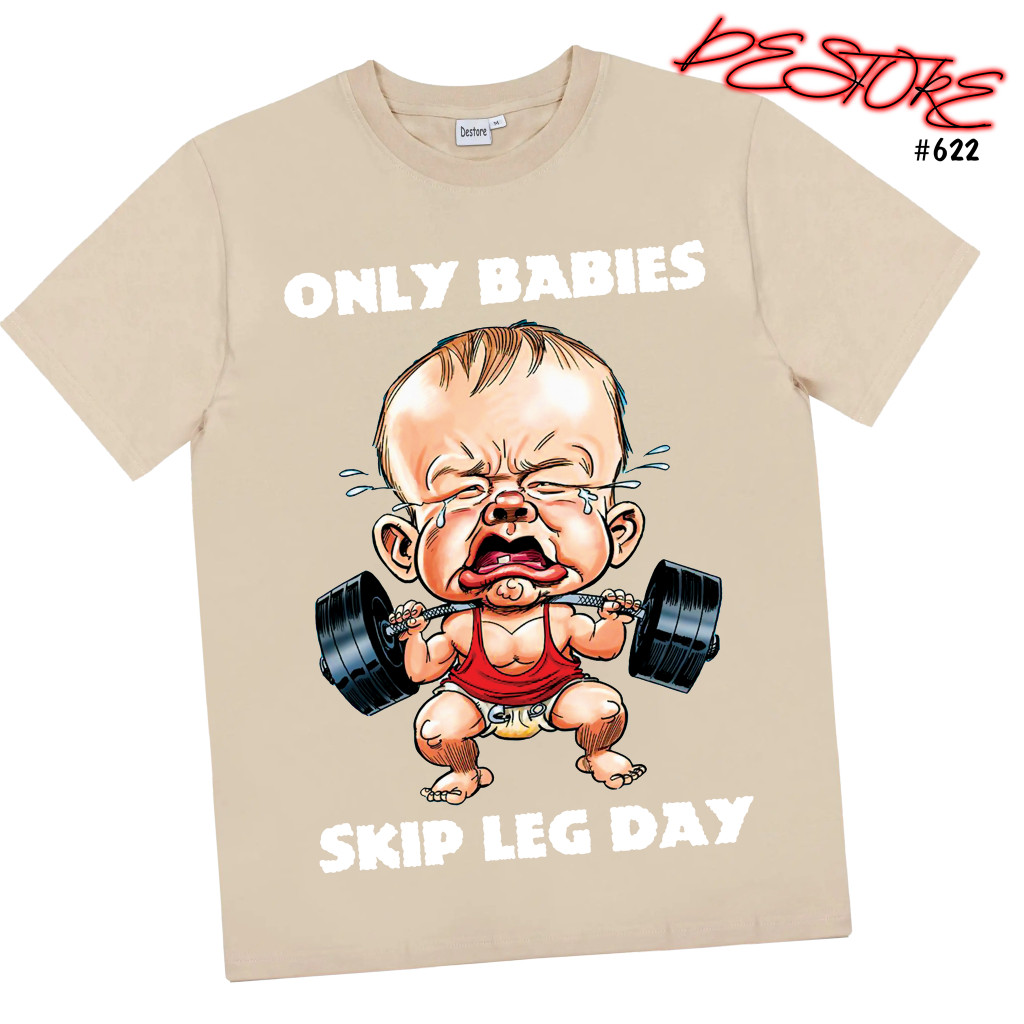 Áo thun ONLY BABIES SKIP LEG DAY vải cotton 100% dày dặn form rộng