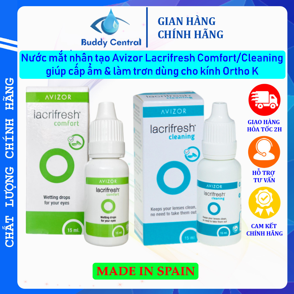Nước nhỏ mắt, nước mắt nhân tạo Avizor Lacrifresh Comfort / Cleaning 15ml - Buddy Central