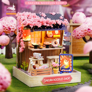 Mô hình Nhà Búp Bê mini tự làm bằng gỗ Corner Of Happines. Tặng KEO DÁN và MICA CHE BỤI. QT041. Nhà diy có đèn led. 