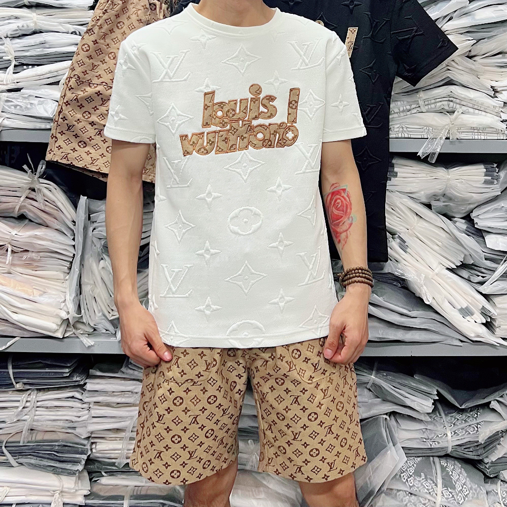 Bộ Đồ Nam Mùa Hè LV Hàng Cao Cấp Quần Chất Kaki, Áo Chất Cotton Xốp