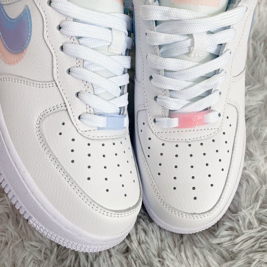 Giày Nike_air force 1all white, Giày Thể Thao AF1 Nữ Trắng Vệt Xanh Hồng hotren 2023