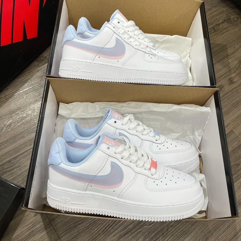 Giày Nike_air force 1all white, Giày Thể Thao AF1 Nữ Trắng Vệt Xanh Hồng hotren 2023