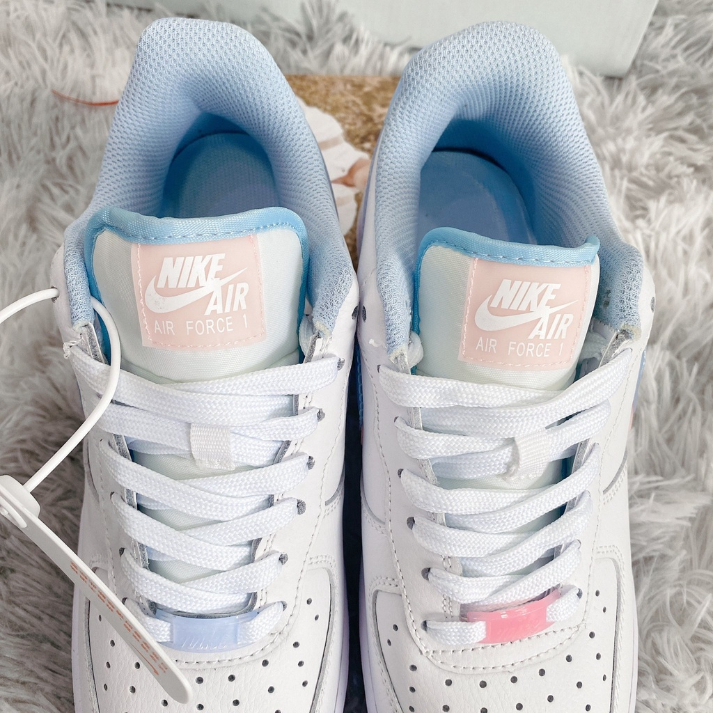 Giày Nike_air force 1all white, Giày Thể Thao AF1 Nữ Trắng Vệt Xanh Hồng hotren 2023