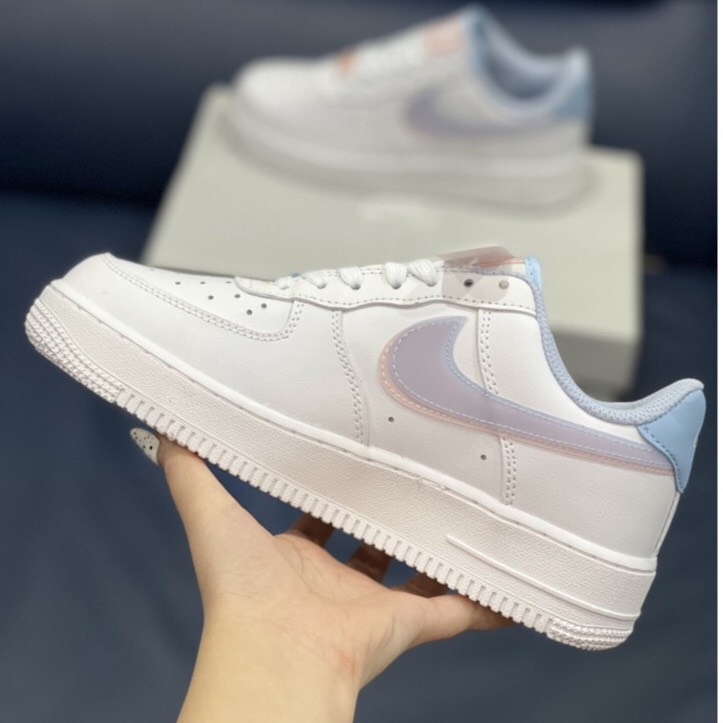 Giày Nike_air force 1all white, Giày Thể Thao AF1 Nữ Trắng Vệt Xanh Hồng hotren 2023