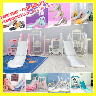 (FREESHiiiP) Cầu trượt xích đu cho bé nhiều mẫu ( Cầu trượt cho bé hình cún, ô tô, pony, thỏ..)