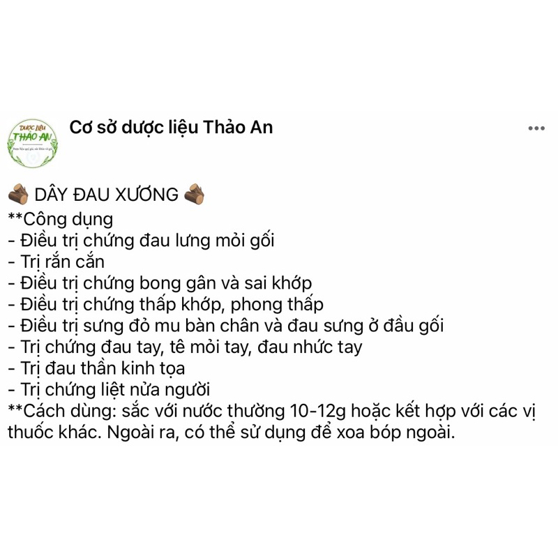 1kg DÂY ĐAU XƯƠNG loại 1, sạch- cơ sở dược liệu Thảo An