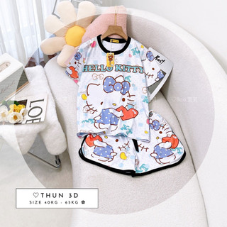 Đồ Bộ Thun Lạnh 3D Cao Cấp Tay Ngắn Quần Đùi Họa Tiết Hoạt Hình Dễ Thương