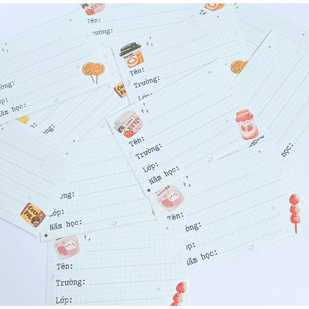 Set 12 nhãn vở họa tiết hoạt hình dễ thương thiết kế | Aimee