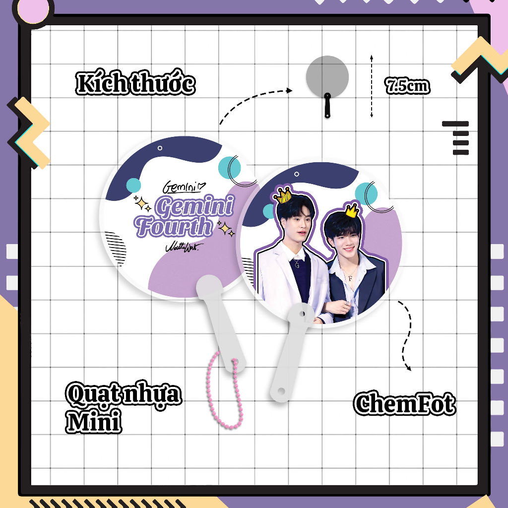 Quạt tròn Mini Cặp đôi GeminiFourth 7.5cm