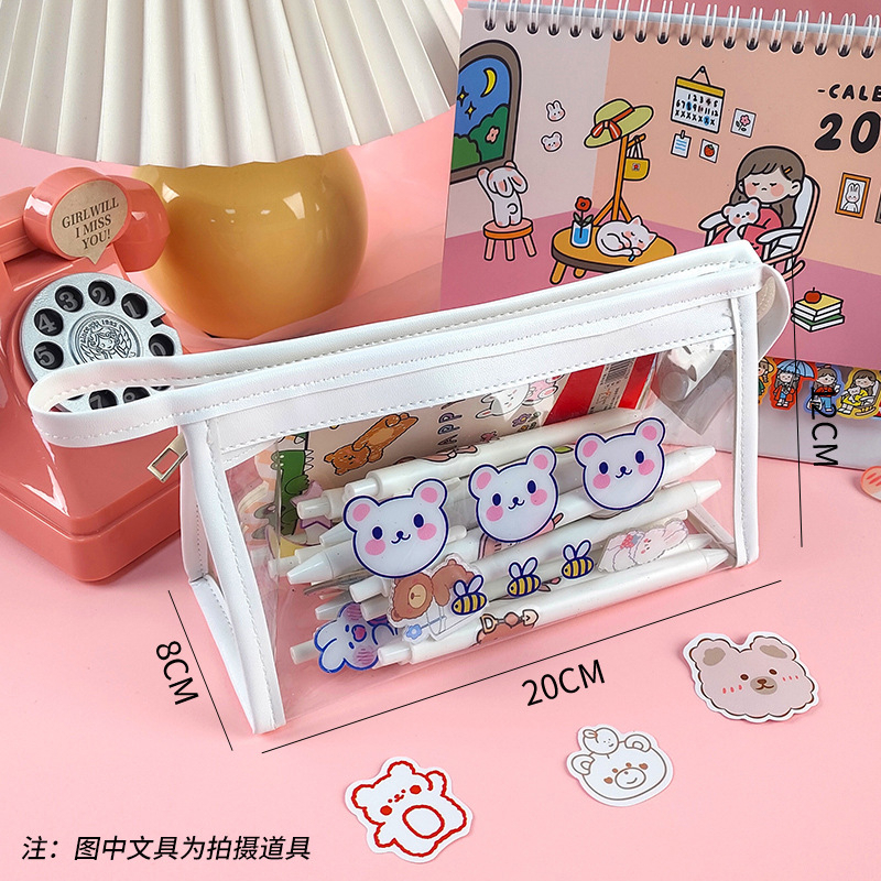 Túi đựng bút/ mỹ phẩm trong suốt họa tiết hoa/ trái bơ/ Snoopy đa dạng tùy chọn/ Móc khóa tiện lợi (có bán lẻ) MM