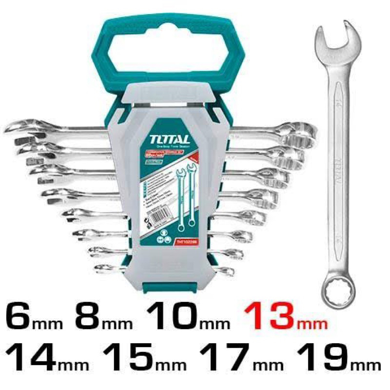 ĐỒ NGHỀ TOTAL Bộ cờ lê vòng miệng THT102286-I 6-19MM