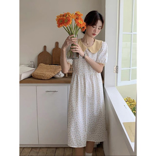 Đầm Suông Nữ Kiểu Dáng Cổ Bèo Họa Tiết Chấm Bi - Nhím Xù Shop
