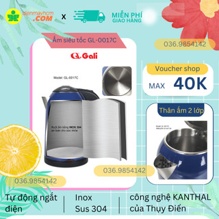 Ấm siêu tốc gl-0017c 1800w 1.7l nhập khẩu an toàn thực phẩm qcvn 12-3:2011/byt