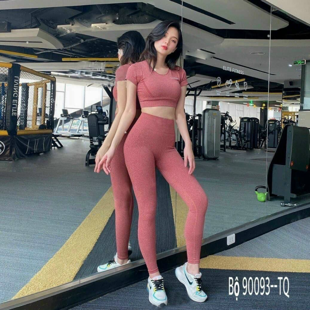 Bộ Dài Tập Dệt Kim Cao Cấp Quần Dài Và Áo Có Tay Dành Cho Nữ Tập Thể Thao Gym, Yoga, Aerobic