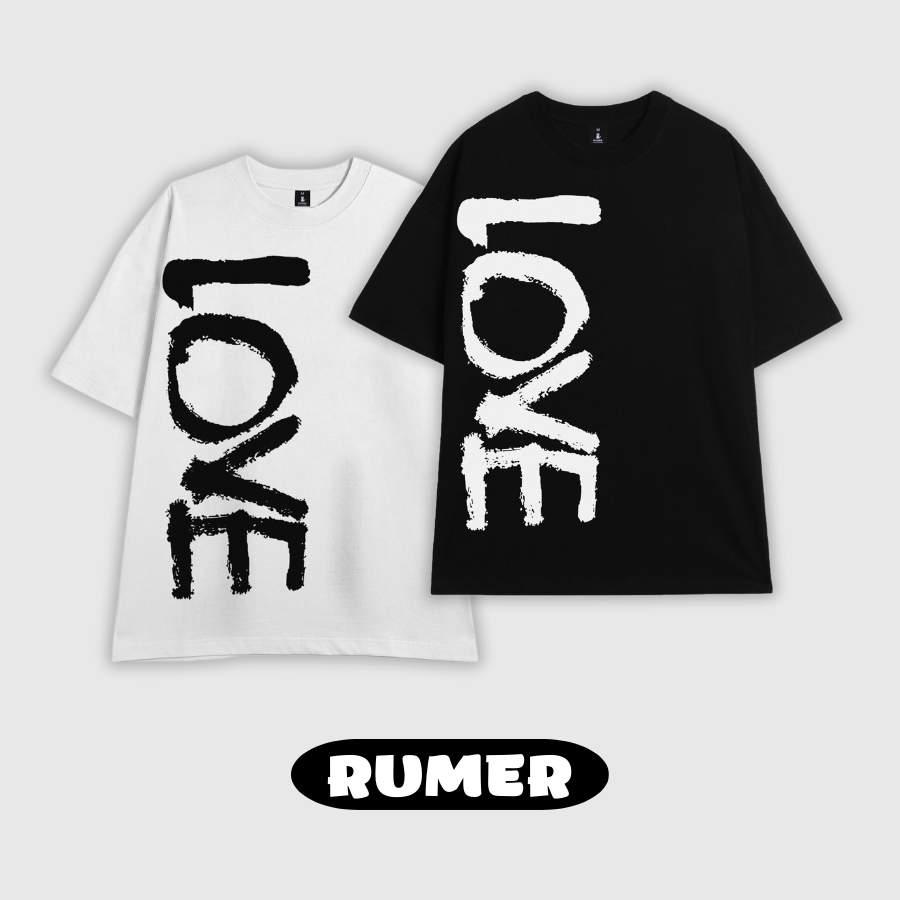 Áo thun unisex LOV oversize tay lỡ form rộng dành cho nam nữ