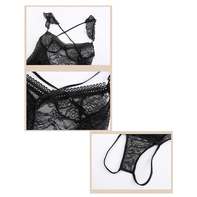 Bodysuit Đen-Trắng không gọng đệm sexy Freesize