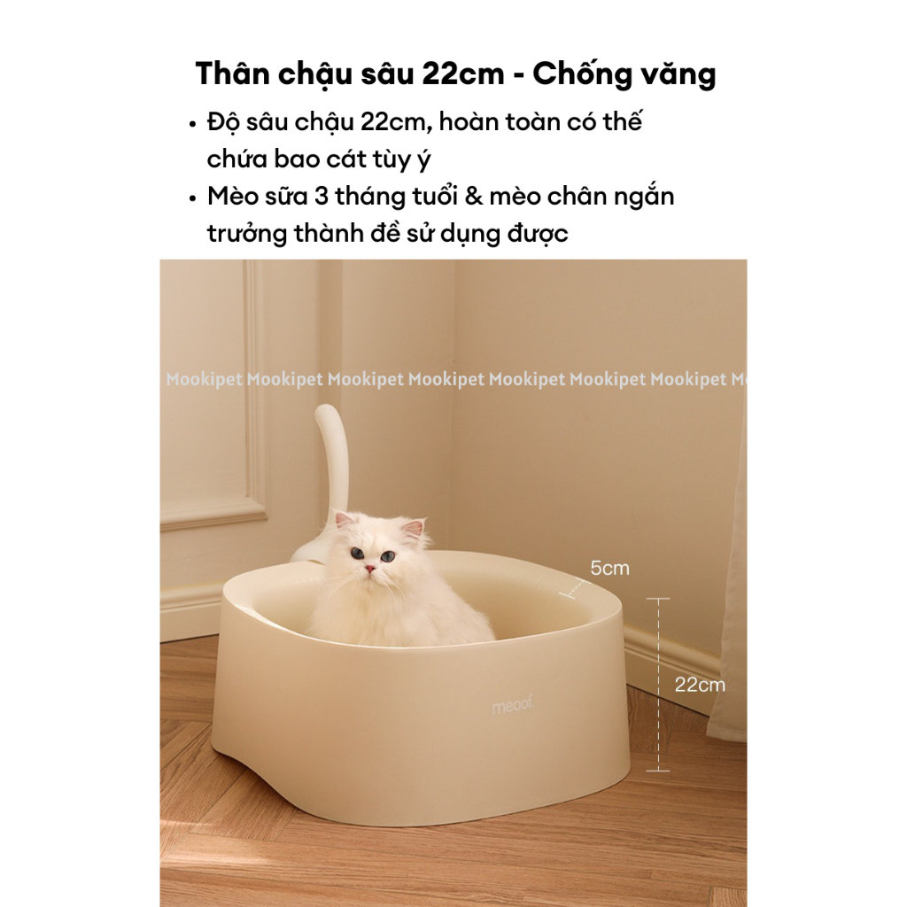 Chậu vệ sinh mèo chống bắn phong cách thời trang Mooki Pet