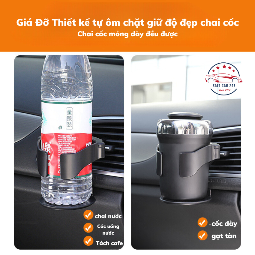 Giá Đỡ Cốc Nước - Đồ Uống Gắn Điều Hòa Xe Hơi Đa Năng,chắc chắn nhỏ gọn phù hợp để mọi loại chai cốc đường kính 100mm
