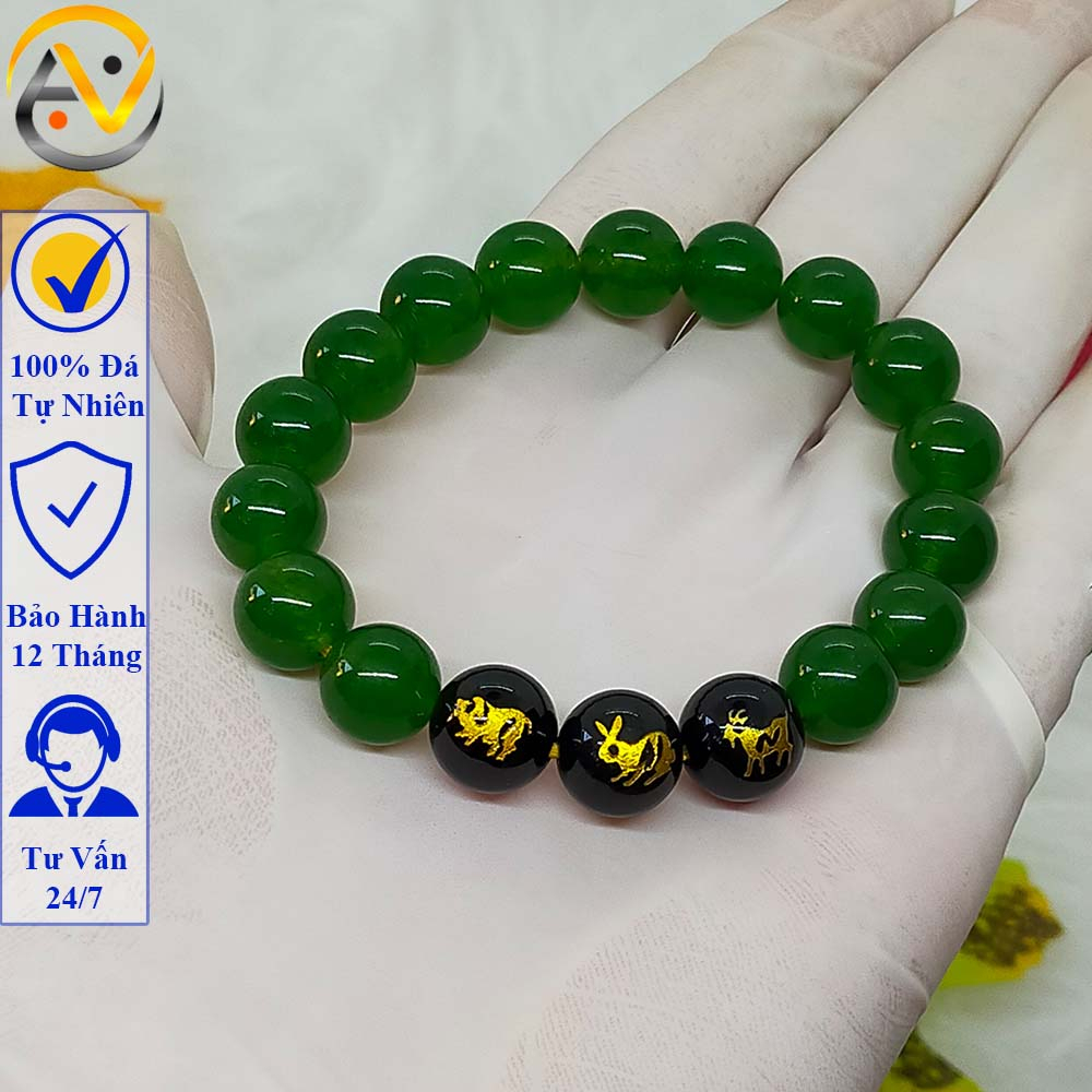 Vòng tay 12 con giáp tam hợp hợi mão mùi - size 8 10ly cho mệnh mộc, hỏa - may mắn tài lộc - PHONG THỦY ANH VŨ