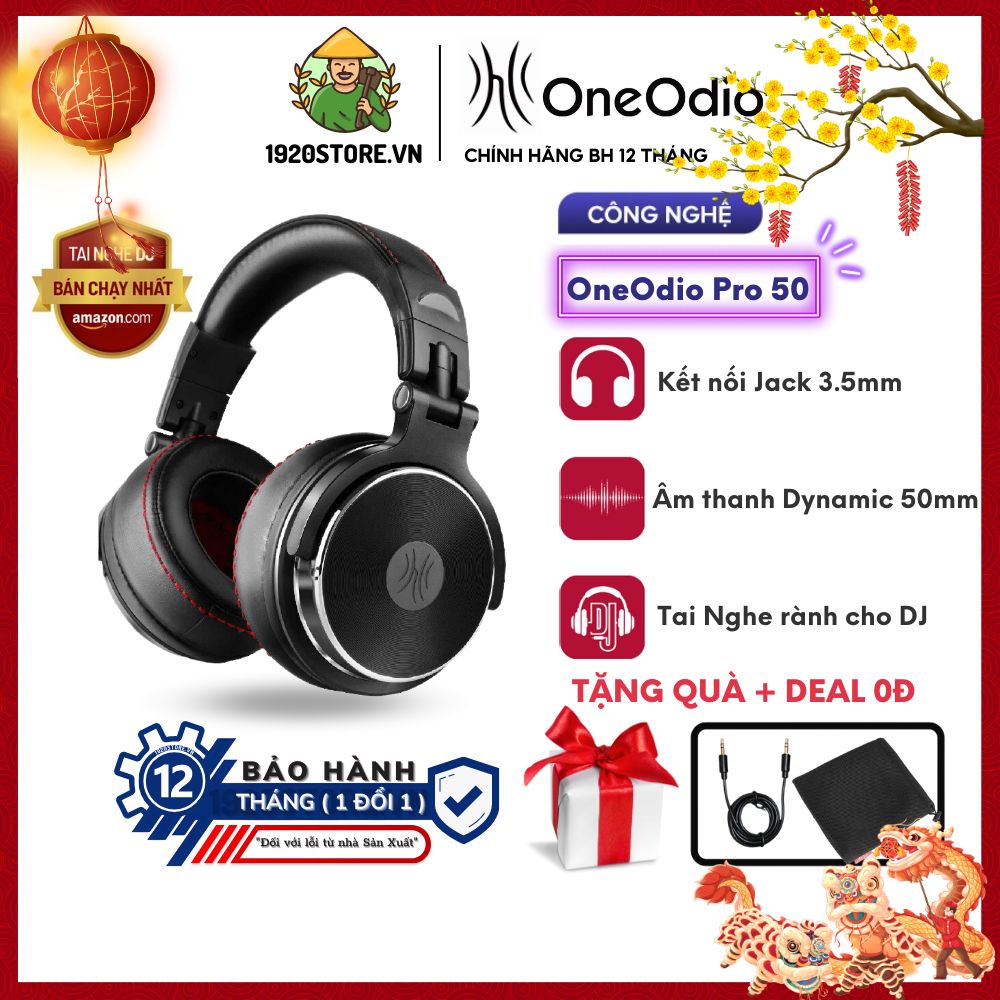Tai Nghe Chụp Tai Headphone OneOdio Pro 50, Chuẩn Hi-Res Audio, Dành Cho DJ - Chính Hãng BH 12 Tháng