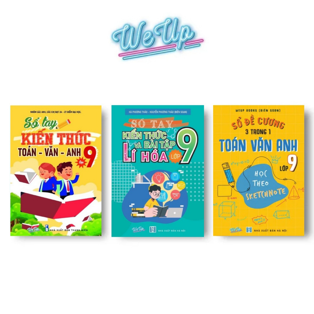 Combo 3 Cuốn Sổ Đề Cương 3 Trong 1 Toán Văn Anh Lớp 9, Sổ Tay Kiến Thức Toán Văn Anh Lớp 9, Lí Hoá Lớp 9