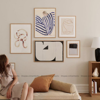 Tranh Canvas Decor - Bộ tranh BOHO trừu tượng treo tường phong cách hiện đại - Tặng đinh 3 chân treo tranh