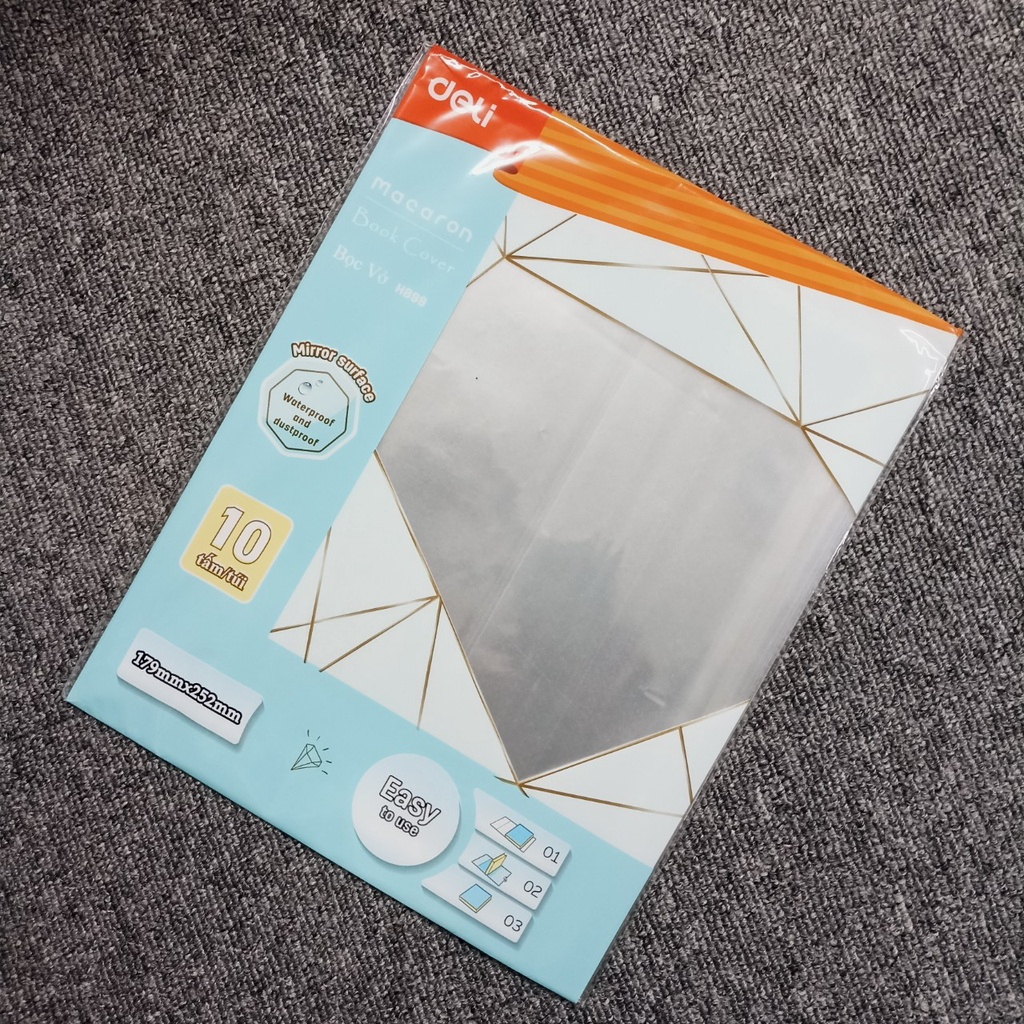 Tập 10 Bọc vở Deli CH899 (bọc cho vở có Kích thước: 179 x 252mm)
