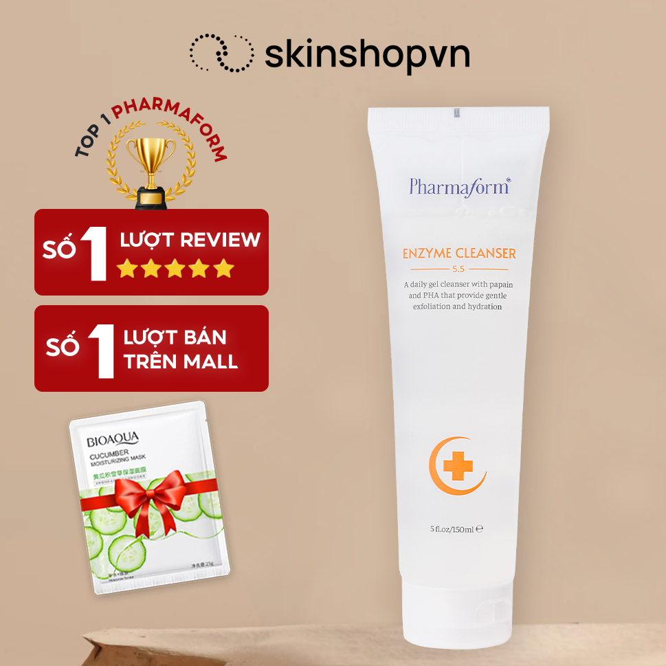 Sữa rửa mặt GEL tẩy tế bào chết, làm sạch bụi bẩn và cấp ẩm cho da Pharmaform Enzyme Cleanser Gel 150ml