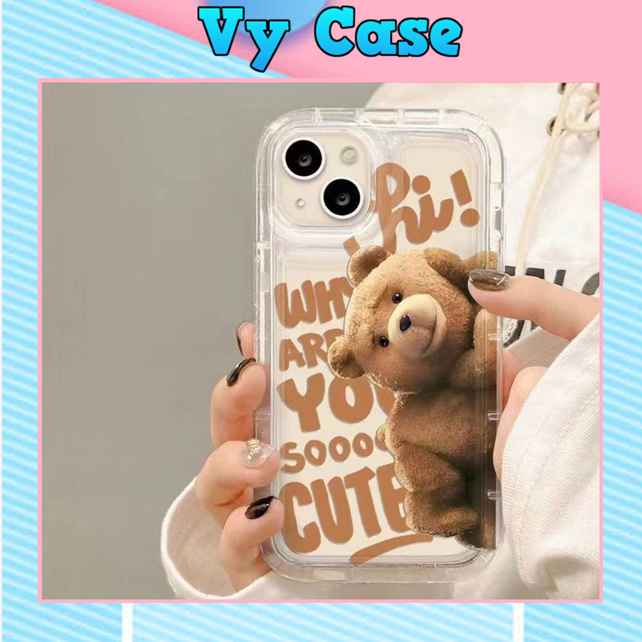 Ốp Điện Thoại TPU trong gân in hình tedy Silicone Mềm Trong Suốt Chống Sốc Cho IPhone 1411 12 Pro XS Max X XR 7 8 Plus