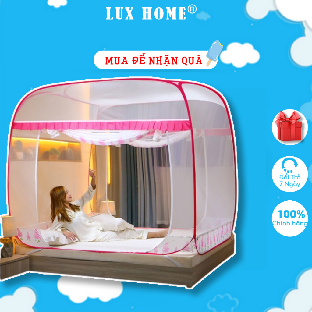 Màn chụp tự bung người lớn đỉnh vuông, chóp - Mùng chụp tự bung gấp gọn tiện dụng 1m2 1m6 1m8 2m2 cao cấp