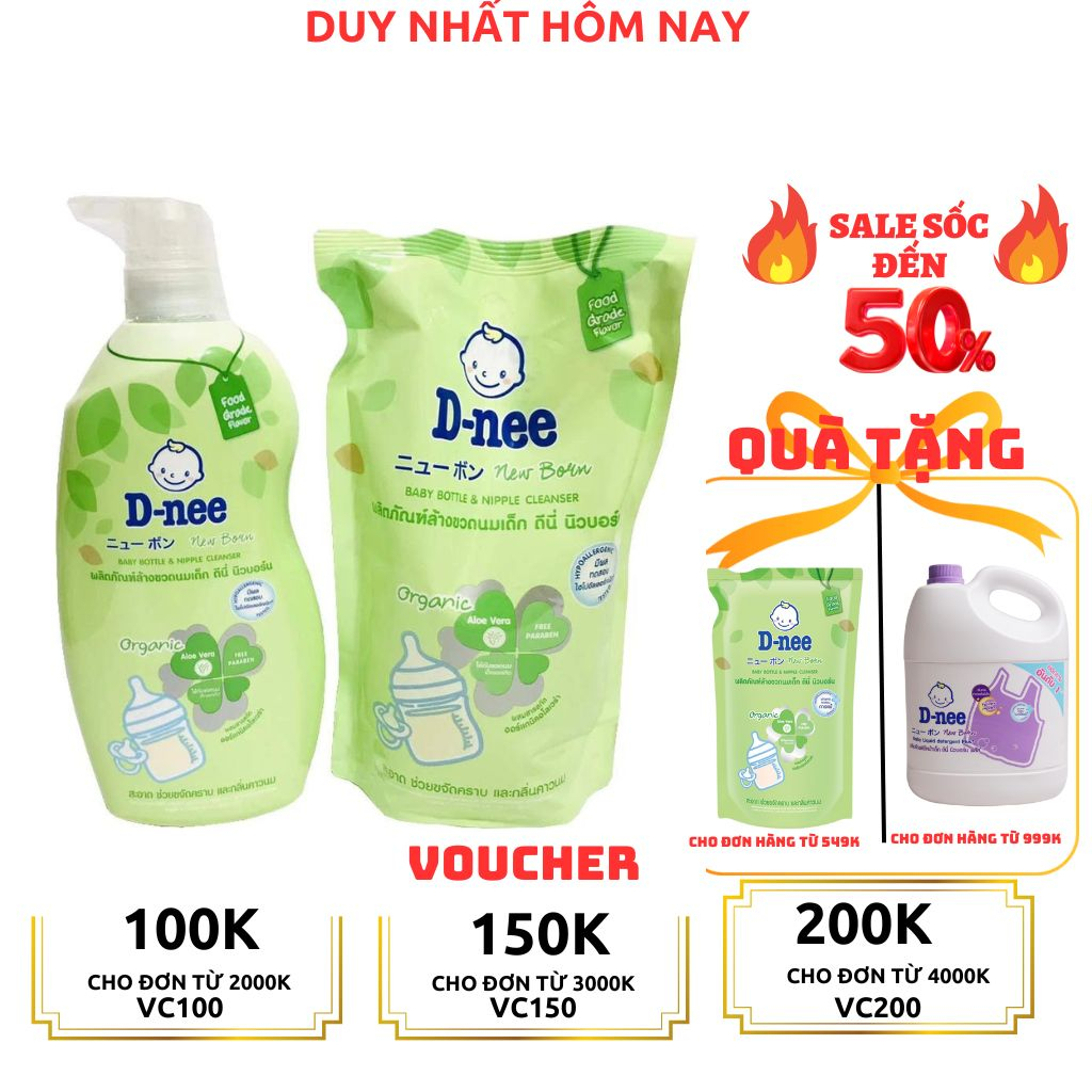 Nước rửa bình/ xúc bình sữa Dnee Thái Lan 600ml / 550ml mẫu mới