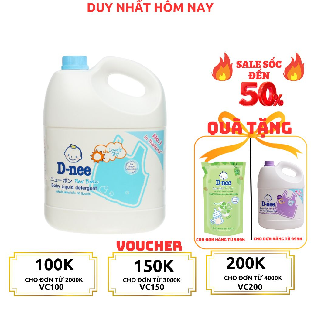 (TRỢ GIÁ) Nước giặt quần áo em bé Dnee 3000ml - 1400ml Chính hãng Công ty Đại Thịnh............