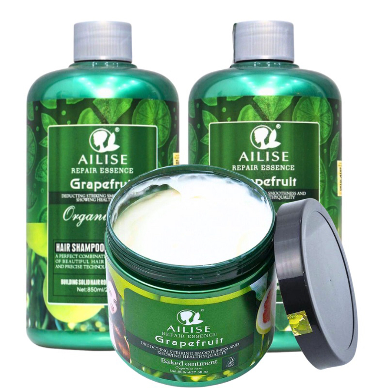 Bộ dầu gội xả hấp bưởi phục hồi, giảm rụng, mọc tóc nhanh Ailise Grapefruit  - Bưởi lùn