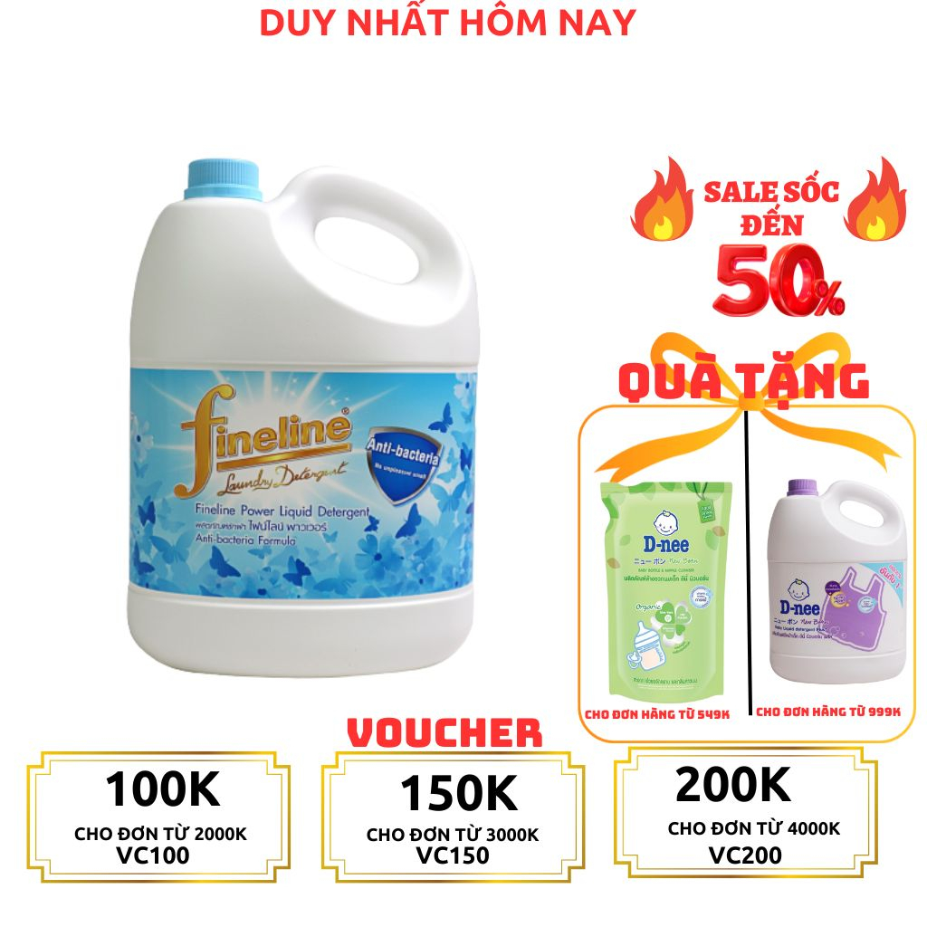 (CHUẨN THÁI) Nước Giặt Fineline Thái Lan Can 3000ml- Nước giặt xả quần áo chính hãng Công ty Đại Thịnh