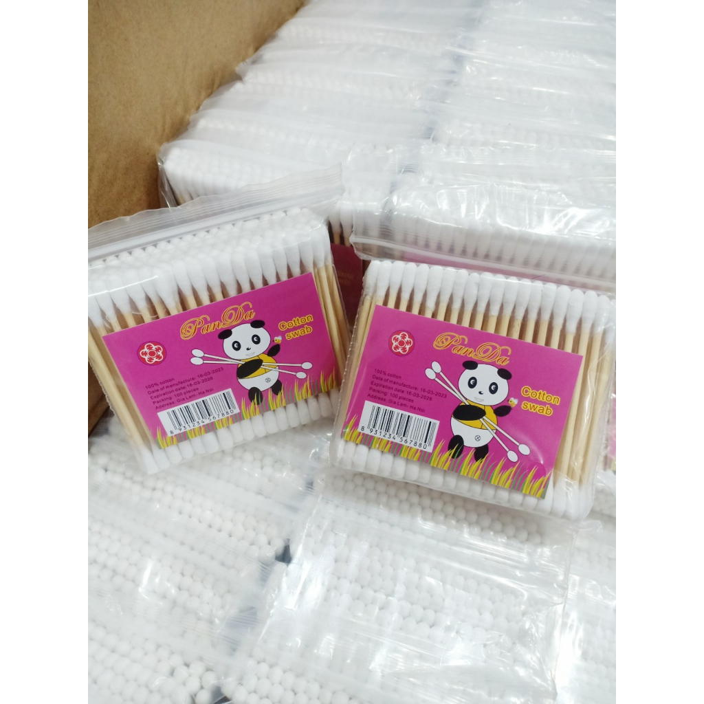 Bán Sỉ 10 Gói Tăm bông ngoáy tai 100 que thân gỗ thân thiện với môi trường