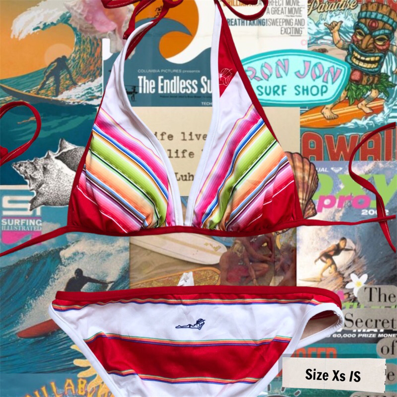 2HAND - SET BIKINI 2 MẢNH HIỆU LOCO MADE IN HAWAI KIỂU ÁO CỘT DÂY 2 MẶT STYLE VINTAGE 90S Y2K