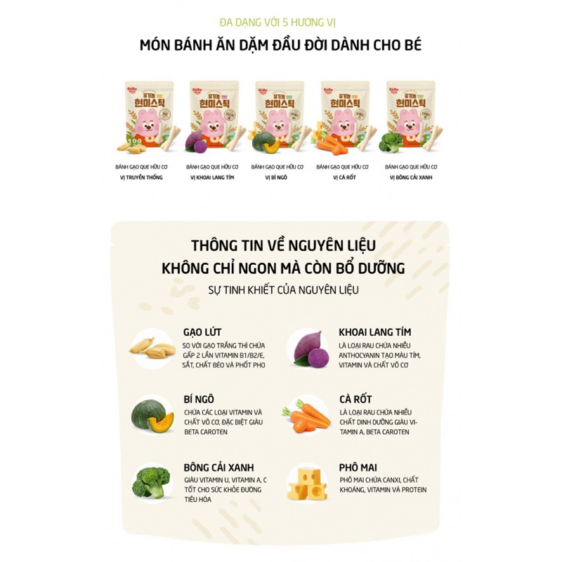 BÁNH GẠO LỨT HỮU CƠ QUE DÀI BEBEDANG BÉ TỪ 6 THÁNG