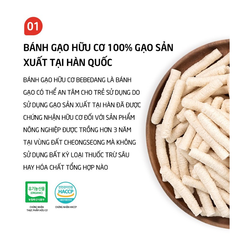 BÁNH GẠO LỨT HỮU CƠ QUE DÀI BEBEDANG BÉ TỪ 6 THÁNG