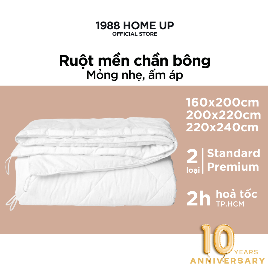 Ruột chăn (đủ size) gòn lông vũ Microfiber, Vải bọc 100% cotton - 1988 Home Up, ruột mền mùa hè mỏng nhẹ ấm áp