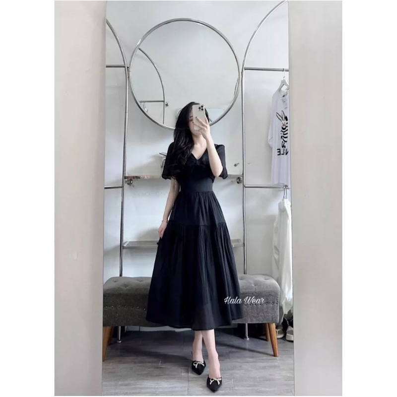 váy tơ 2 lớp nơ ngực