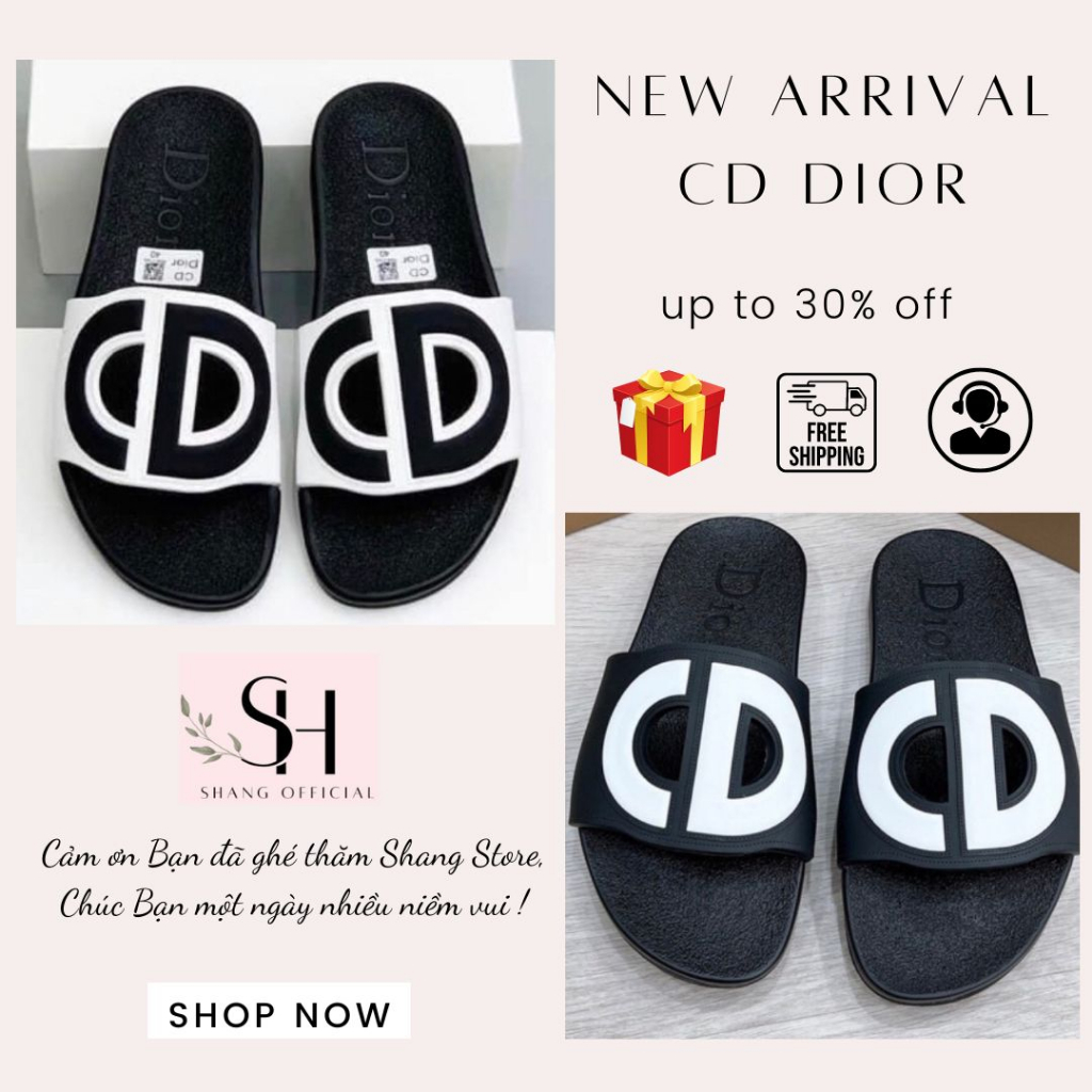 Dép Nam Nữ CD thời trang, kiểu dép quai ngang trend hè 2023, chất liệu caosu non,logo chữ dép đẹp cho cả nam và nữ