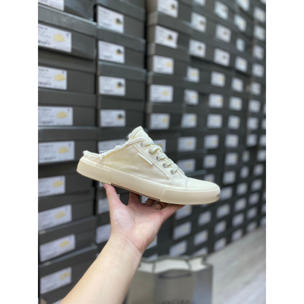 Giày thế thao đạp gót BALENCIAGA canvas trơncao cấp, Sục BALENCIAGA trơn