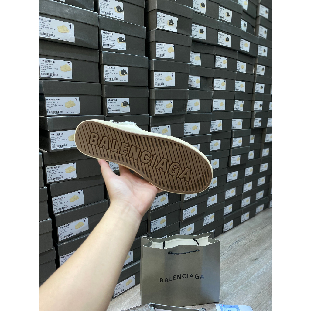 Giày thế thao đạp gót BALENCIAGA canvas trơncao cấp, Sục BALENCIAGA trơn