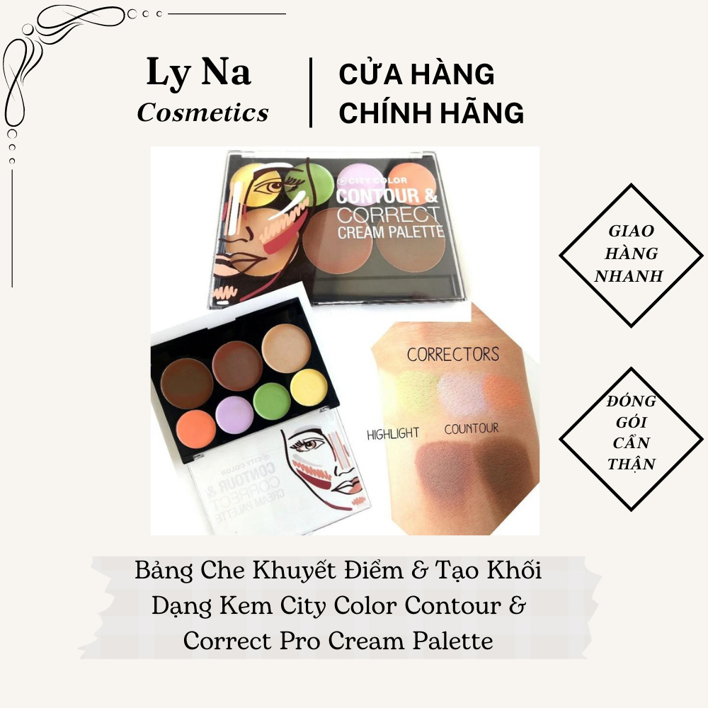 Bảng Tạo Khối Và Che Khuyết Điểm City Colour Contour and Correct Cream Palette 7 Ô