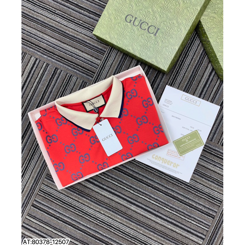 Lên mã áo polo gu si màu đỏ new 2023